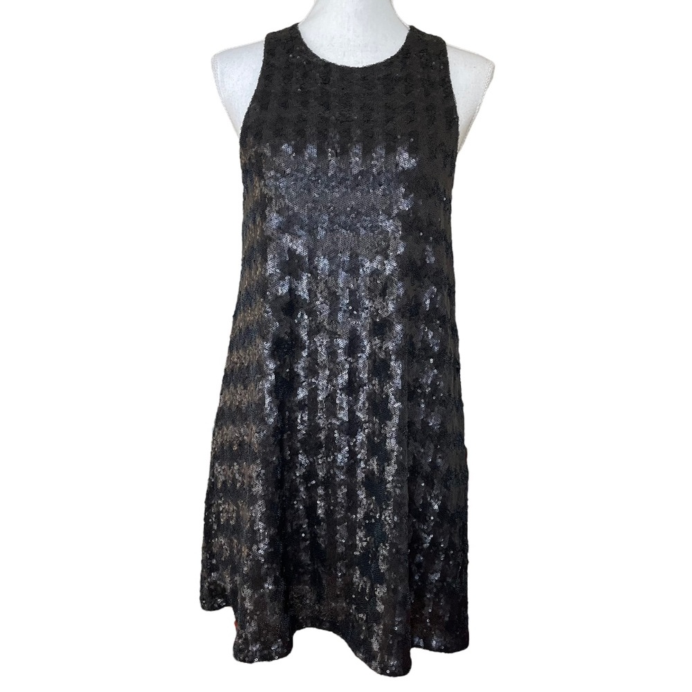 TALULA Aritzia Canterbury Dress M Sequin Houndstooth Shift Patterned Matte Lined